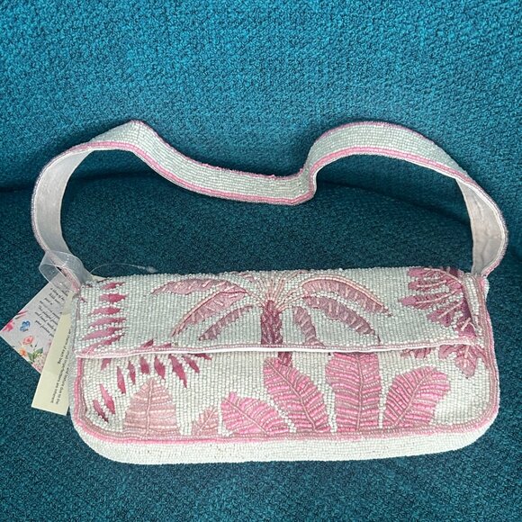 Beaded Palm Tree Tropical Bag Handcrafted in India RARE New Release NWT - Picture 2 of 4